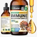 BIO KRAUTER Immune Support Mushroom תוסף - Lions Mane, Shiitake, טורקיה Tail, Reishi, Chaga & Maitake נוזל לחלץ - Mushroom Complex Tincture - טיפות טבעוניות 4 Fl.Oz.