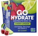 GoHydrate Low Sodium Electrolytes אבקת Packets סוכר חינם - מיידית hydrotion Daily Drink - Zero Sugar Water Flavor Packet Singles עם ויטמין D - (Cherry Limeade, 30 Packs)