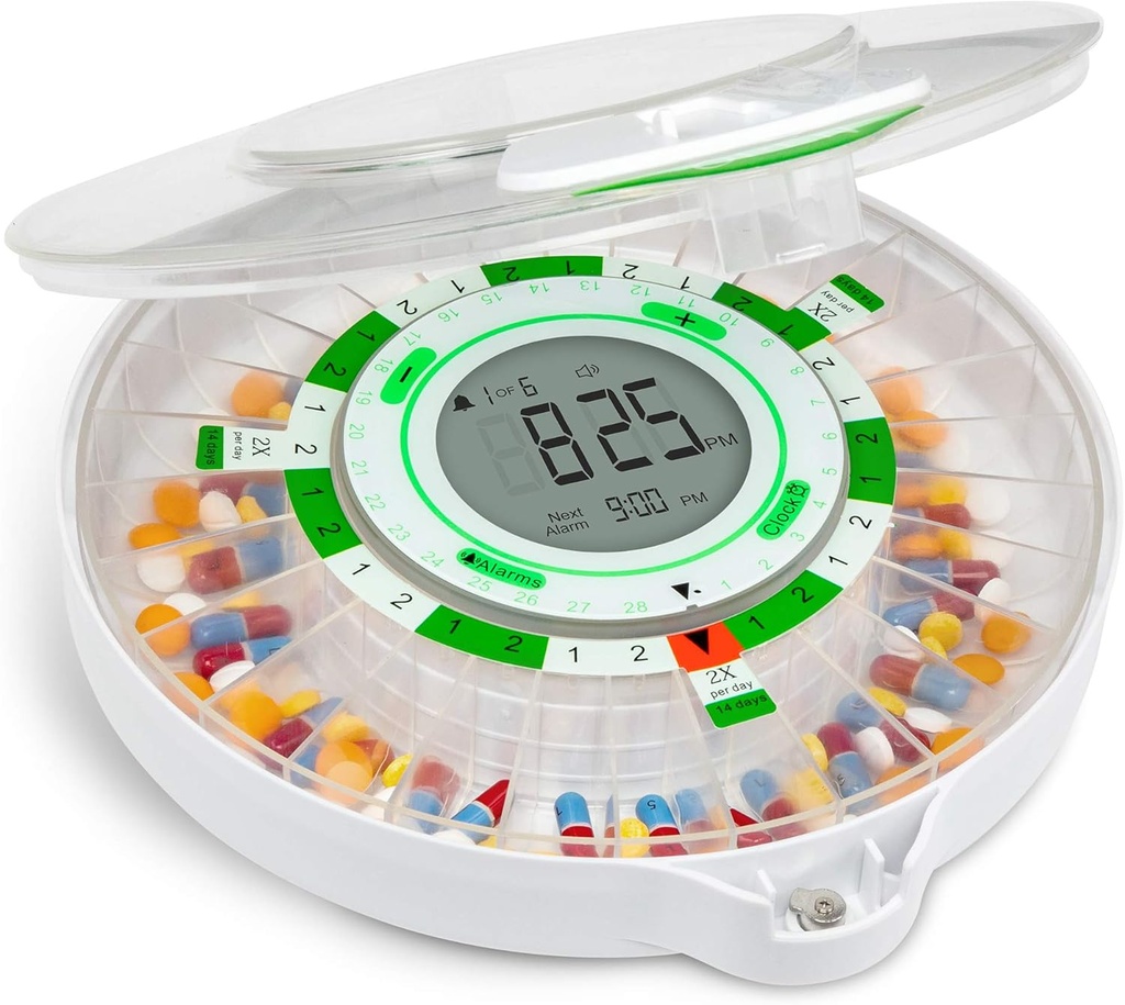 Live Fine 28-Day Automatic Pill Dispenser עם LCD Display, Key Lock, Sound & Light for Prescriptions, תרופות, ויטמינים, תוספים ועוד