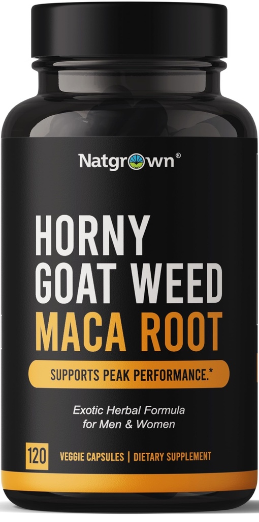 Natgro Horyt Weed ו- Maca Root Extract תוספי עבור גברים ונשים (Epimedium Extract, Horygoatweed) קפסולות טבעוניות -120 Ct