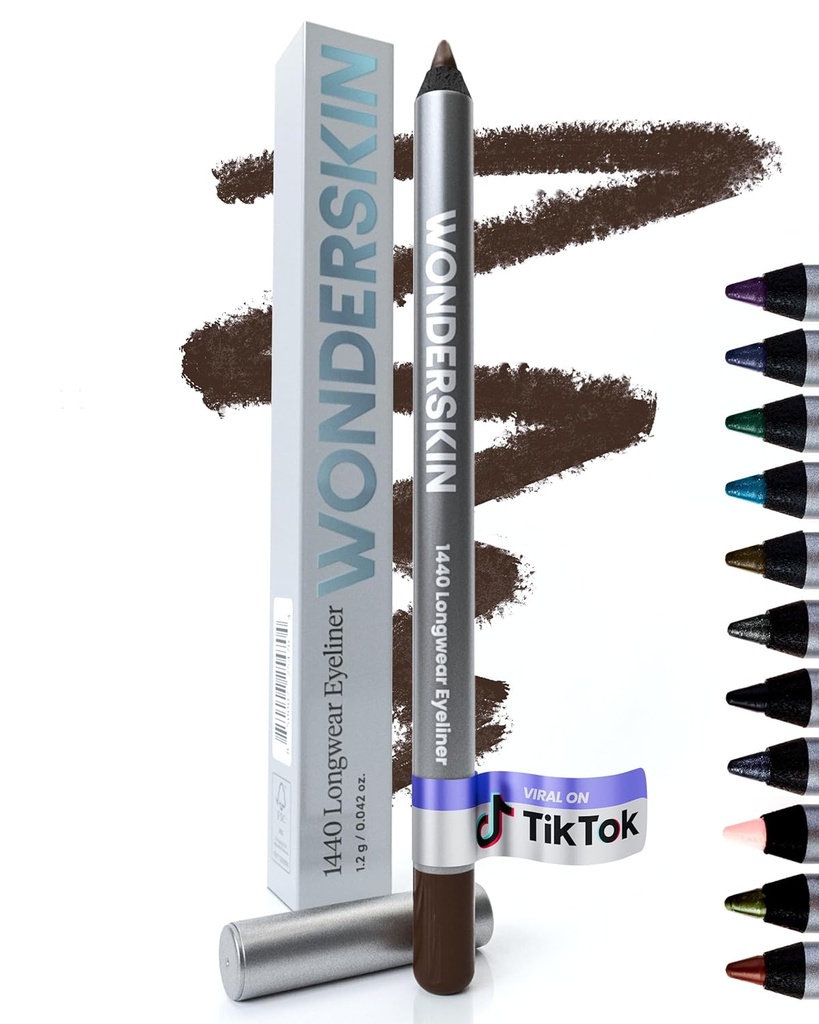 Wonderskin Eyeliner Pencil, 1440 Longwear Brown Eyeliner Pencil - חסימת מים, Sharpenable & Smudge Proof
