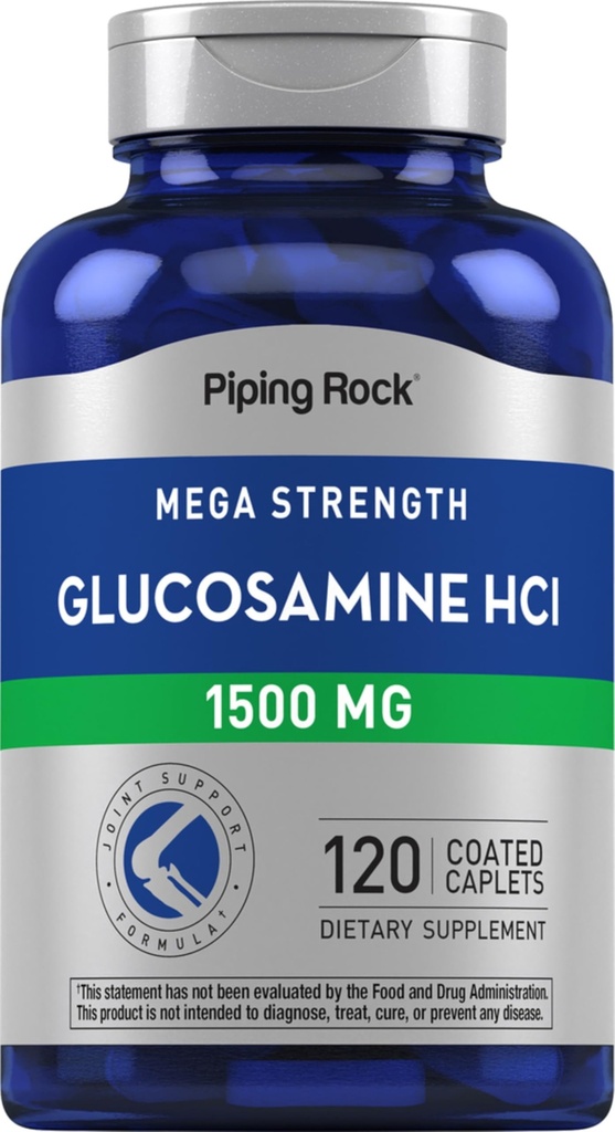 Piping Rock Glucosamine HCL 1500 מ"ג | 120 Caplets | Mega Power | Non-GMO & Gluten Free Supplement
