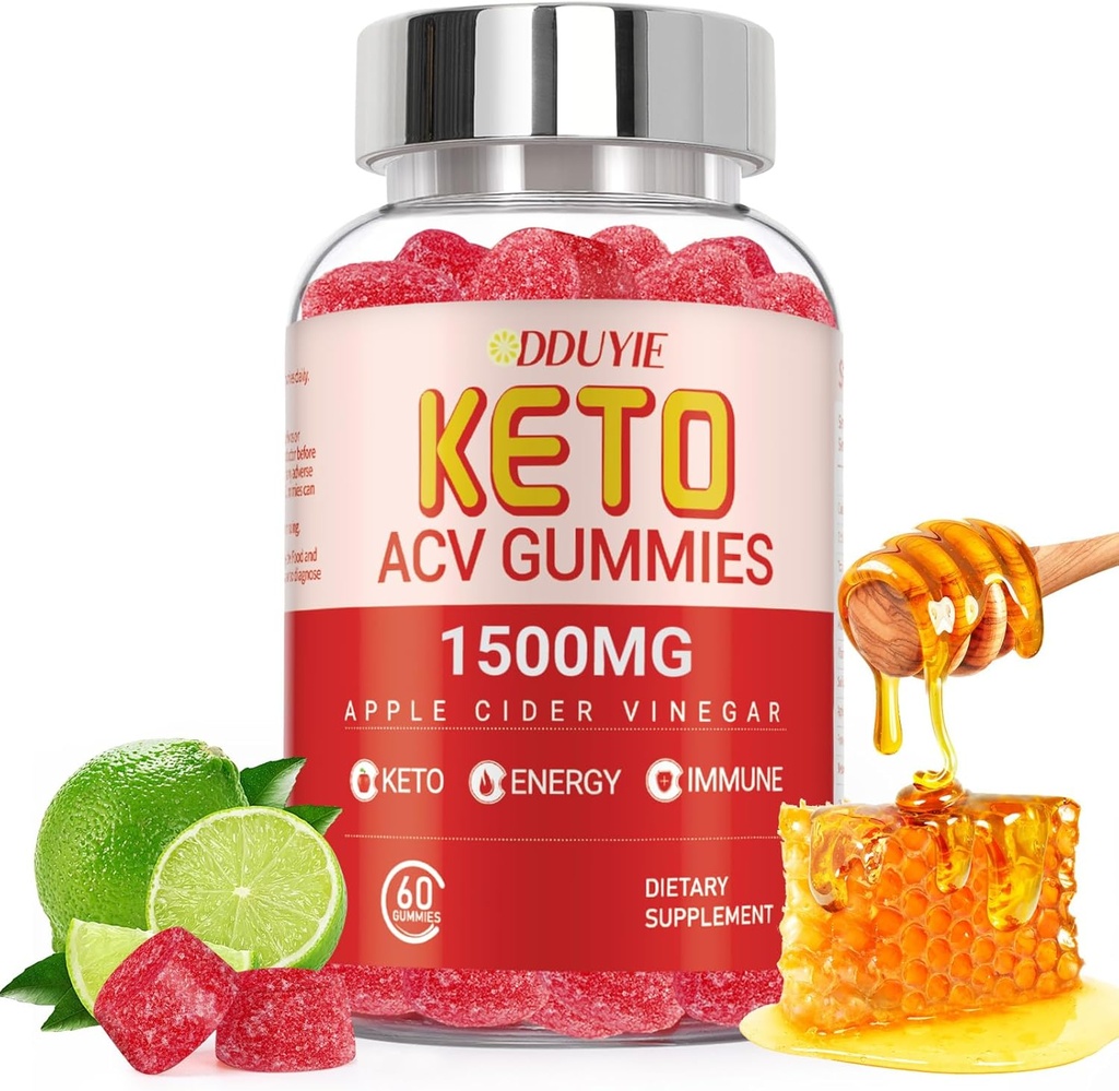 Keto ACV Gummies Advanced Weight Loss | 2000mg Low Carb Apple Cider Vinegarmies for Detox, ניקוי | Made in USA | 60 Count Count