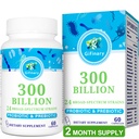 Probiotics for Women & Men - 300 Billion CFU, 24 Strains Probiotics + 15 Organic Herbs Prebiotics for Digestive, Gut Health, Immune, Constipation, Diarrhea & Whole-Body Health - 2 Months Supply