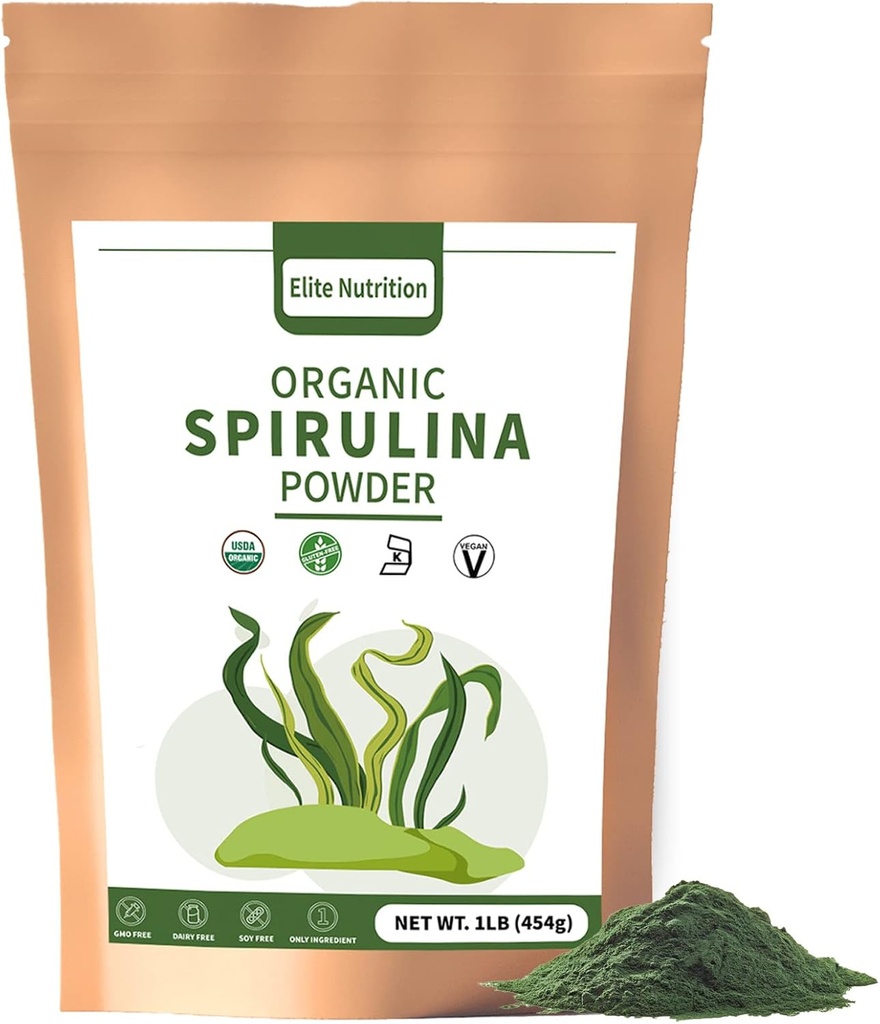 אבקת Spirulina אורגני, non-GMO, USDA מוסמך, ירוק Superfood Boosts אנרגיה, גבוה בחלבון, מינרלים, אנטיoxidants ווויטמינים, 1 lb
