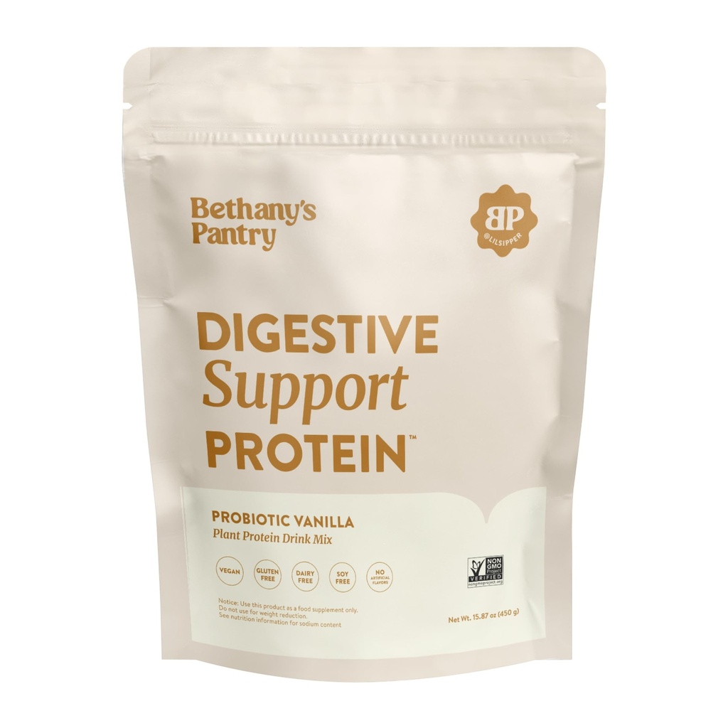 חלבון התמיכה של Nuzest Bethany - Probiotics for Digestive Health - חלבון נקי Lean - Premium Vegan Pea חלבונים אבקת חלבון - צמחי מבוסס - 20 משרתים, 1 פאונד (Pack of 1) - Vanilla