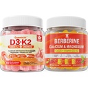ויטמין D3 K2 חניכיים עם Calcium, Magnesium Citrate, ויטמין C + Barberine תוספת חניכיים, עם Liposomal Berberine & Berberine HCI, Calcium, Magnesium