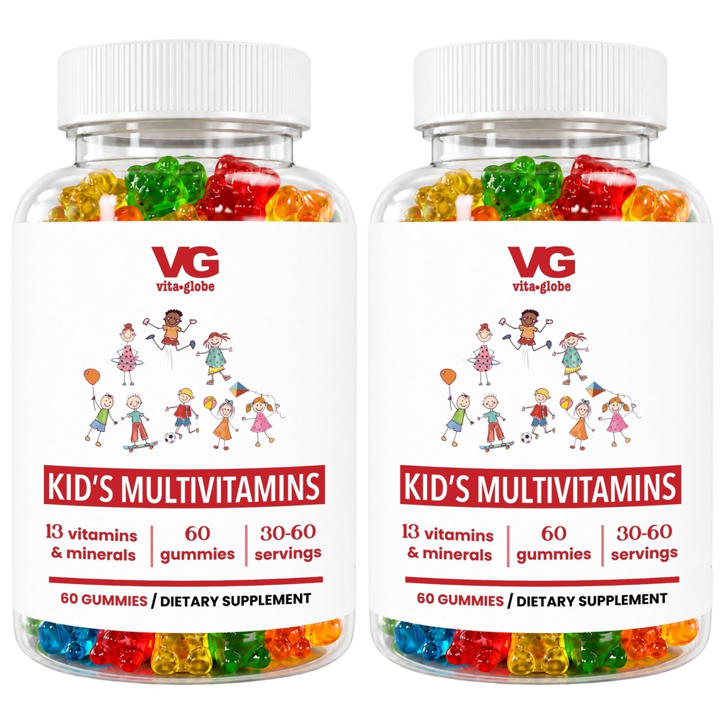 VITA GLOBE Kids Complete Multivitamin Gummies - עם ויטמינים A, C, D, E, B6 & B12 | Daily Immune, growth & Wellness Support