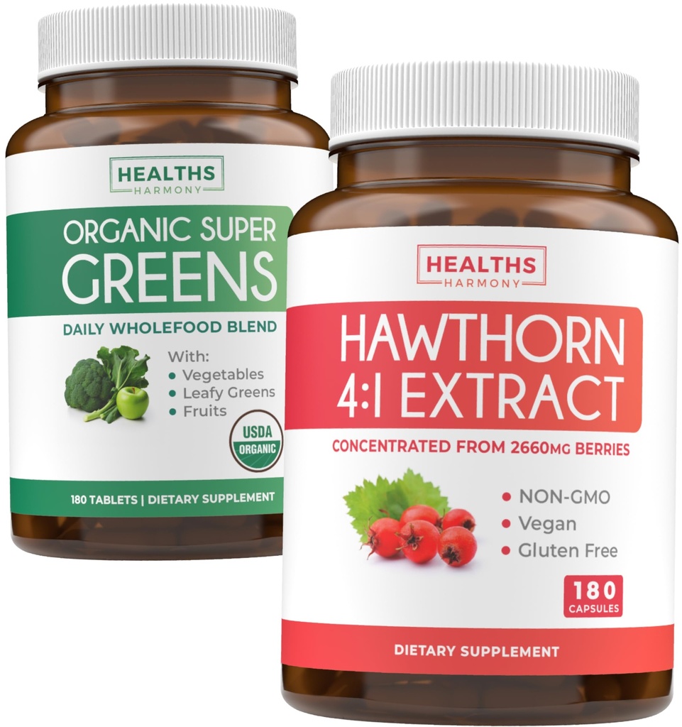 Super Greens & Holhorn לחלץ (3-Month Supply) Super ברי בלנדר של אבקת Super Greends אורגני Super Greends - Complete Superfood & הות'ורן ברי 4:1 הפקה - עלייה בתפוקה (180 קפסולות)