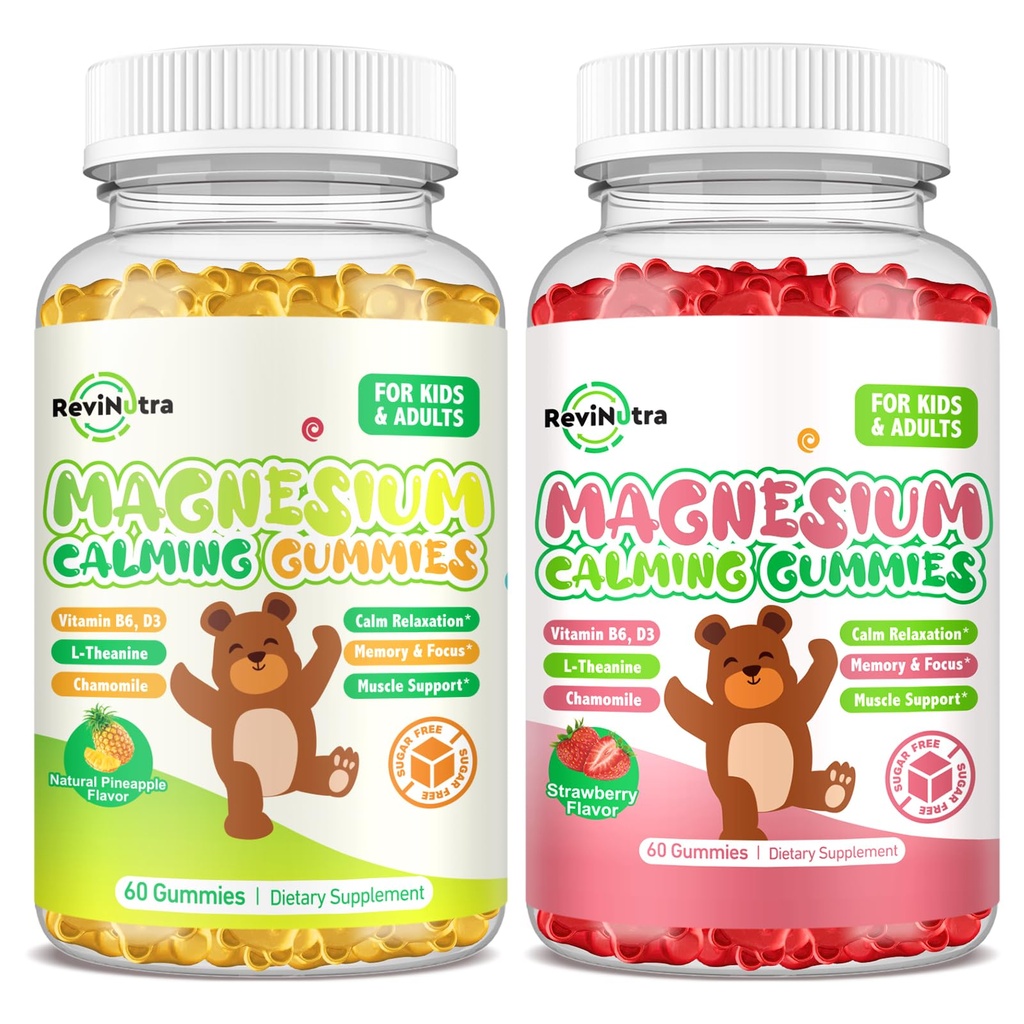 2 Pack Magnesium Gummies for Kids & Adults- Magnesium Glycinate Complex
