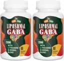 Liposomal GABA עם L-theanine תוספי 1200 מ"ג - קומפלקס גבוה Absorption GABA עם Ashwagandha, Chamomile, Tart Cherry Herbals for Men and Women, 120 Softgels