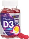 ויטמין D3 Gummy 5000 IU (125 mcg) - תוספי ויטמין D עבור נשים וגברים - עצם, שיניים, שריר ו- Immune Health Support, High Potency VIT D3 Nature's Non-GMO & Gluten חינם - 60 מסטיקנים