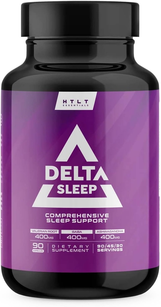 דלתא ישן על ידי HTLT | תוספת שינה מקיפה עם Ashwagandha, Melatonin, 5-HTP ו- GABA | L-theanine & Magnesium Glycinate כדי לשמור על רמות GABA | ולריאן שורש לשינה (90 קפסולות)