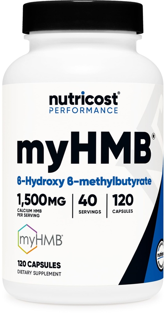 חומרים מזינים MyHMB כמוסות 1,500MG Calcium HMB Per משרת, 120 קפסולות, 40 משרתים - קו ביצועים, Calcium B-Hydroxy B-Methylbutyrate Monohydrate Monohydrate
