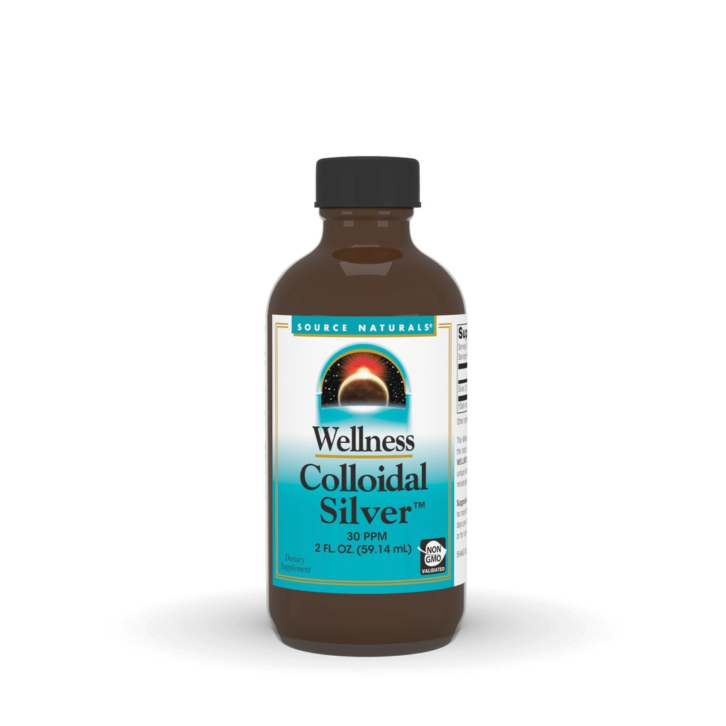מקור Naturals Wellness Colloidal Silver, 30 ppm, non-GMO Liquid Dietary תוסף שמתמוך ב- Physical Well Being* - 2 Fluid oz