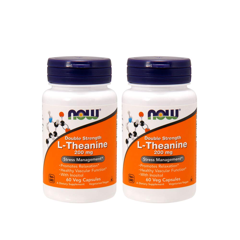 Now Foods L-theanine 200 מ"ג, 60 קפסולת ירקות (2 Pack)