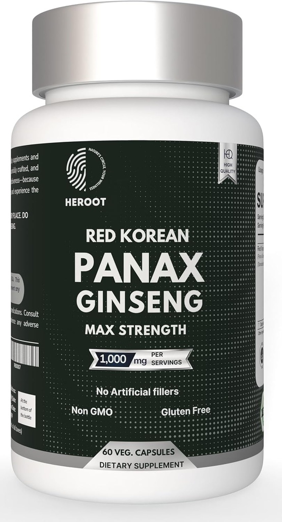 Panax גינזנג כמוסות 500 MG Per משרת אנרגיה, זיכרון ובריאות המוח, non-GMO (Pack של 60 קפסולה)