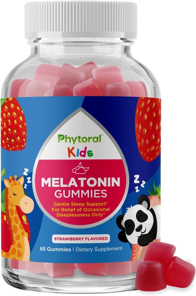 Phytoral Kids Melatonin 1 מ"ג ויטמינים מסטיקמי - חניכיים טהורות מלטונין לילדים ותמיכה Mood - ויטמינים של ילדים עבור מסטיקמי שינה עמוקה