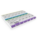 EZY DOSE Weekly (7-Day) Pill Organer, ויטמין Container ו-Daily Medicine Planner, 2X-Large Push Button Measuretments, Arthritis Friendly, Easy to Use, 4 פעמים ביום, Clear Lids, BPA חינם חינם
