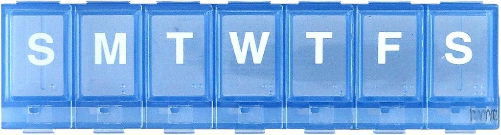 EZY DOSE Weekly (7-Day) Pill Planner, Medicine Case, הויטמין מארגנת Box, השוואות קטנות להורדת תרופות מרשם מאובטחות ומניעת ספלינג תאונות, כחול