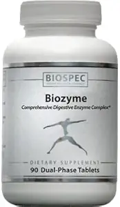 BIOZYME: High Potency Digestive Enzyme Complex - כפול טבליות שלב משחררות Betaine HCl, פפסין, Bromelain ו- Papain בבטן, ו Pancreatin, Trypsin, Chymotrypsin ו Ox Bile באזור התאום ליעילות מקסימלית. 90 טבליות שלב כפול