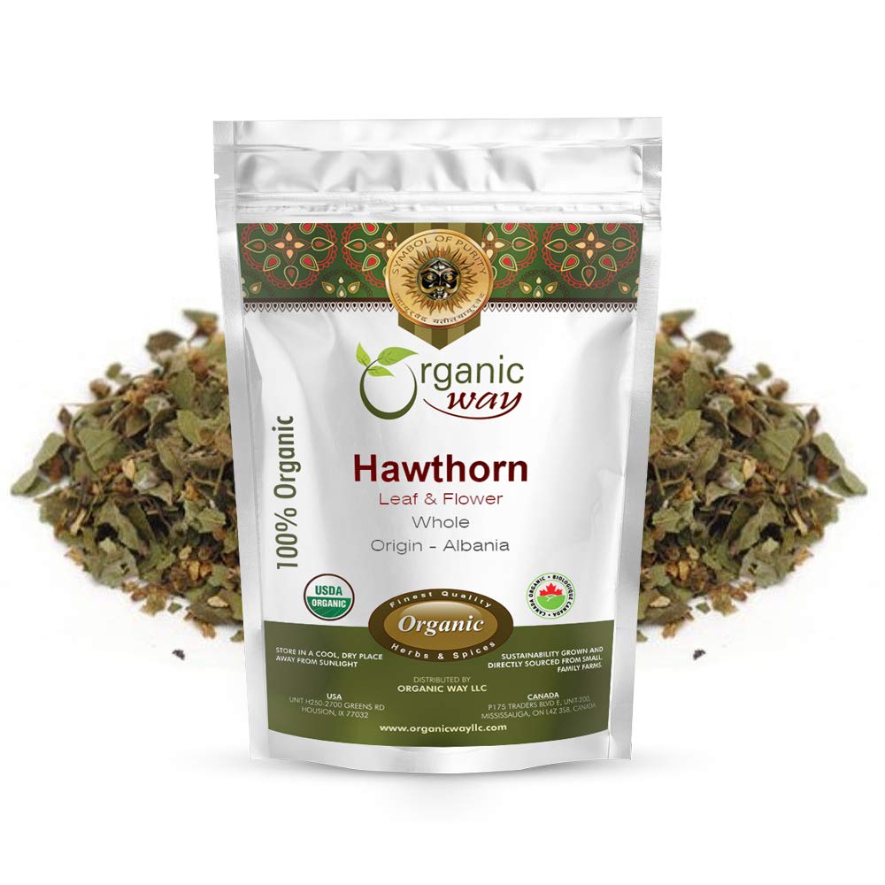 Organic Way Holhorn Leaf and Flower Whole (Crataegus monogyna) - תה צמחית | European Wild-Harvest | USDA & Kosher Certified