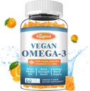 אומגה 3 מסטיקנים פוטנט אלגה מקור אומגה, Boost Brain, Eye & Immune Function, with DHA ו- EPA & Sugar Free, Orange Flavor, 60 Count