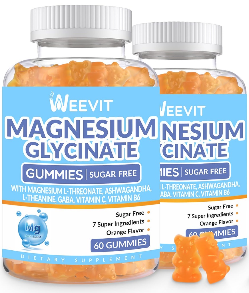 סוכר חינם מגנזיום Glycinate חניכיים עם L-Threonate, מגנזיום תוספי לנשים וגברים עם Ashwagandha, L-theanine, GABA, ויטמין C, B6