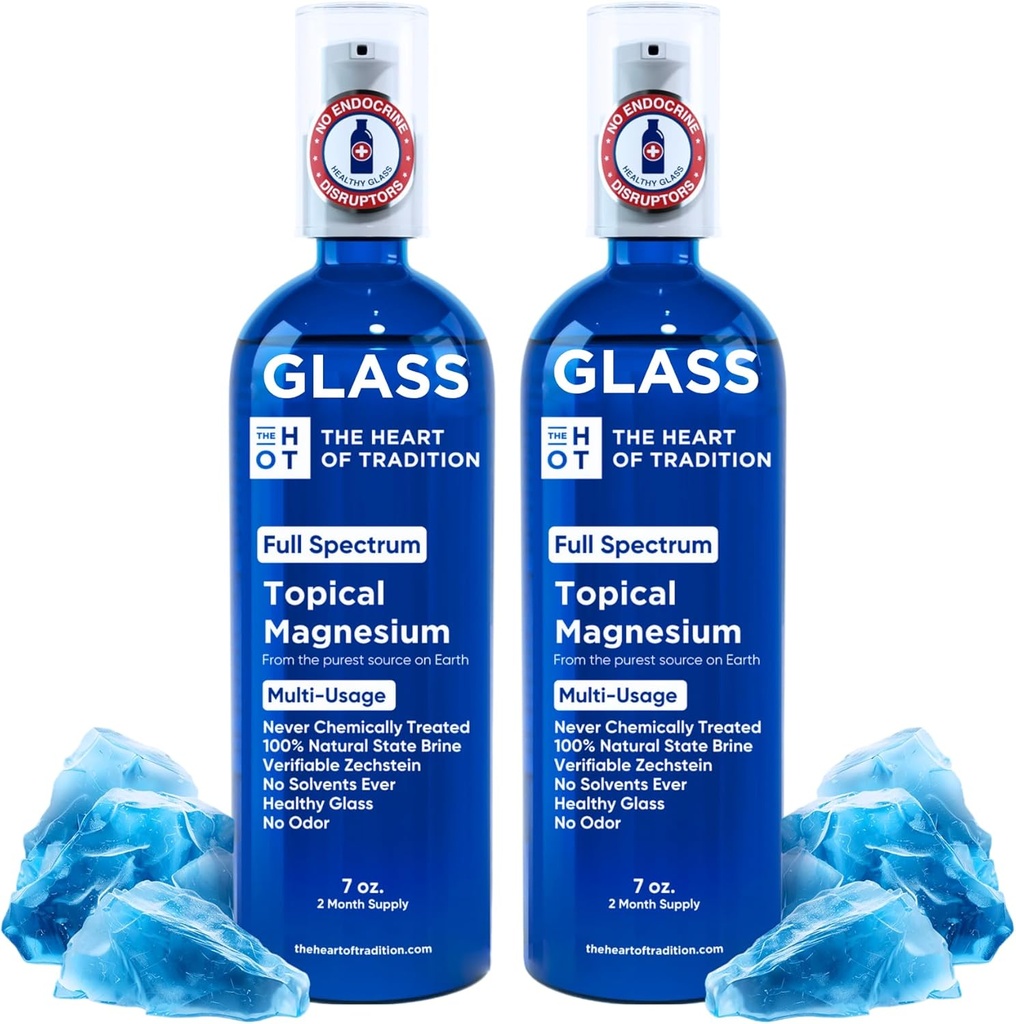 שמן מגנזיום שמן Spray Glass בקבוק מן הים זצ'סטין העתיקה ו Trace מינרלים 7 floz - Transdermal Pure Magnesium Spray שמן עבור רגליים, הרהורים, שינה ובריאות כללית