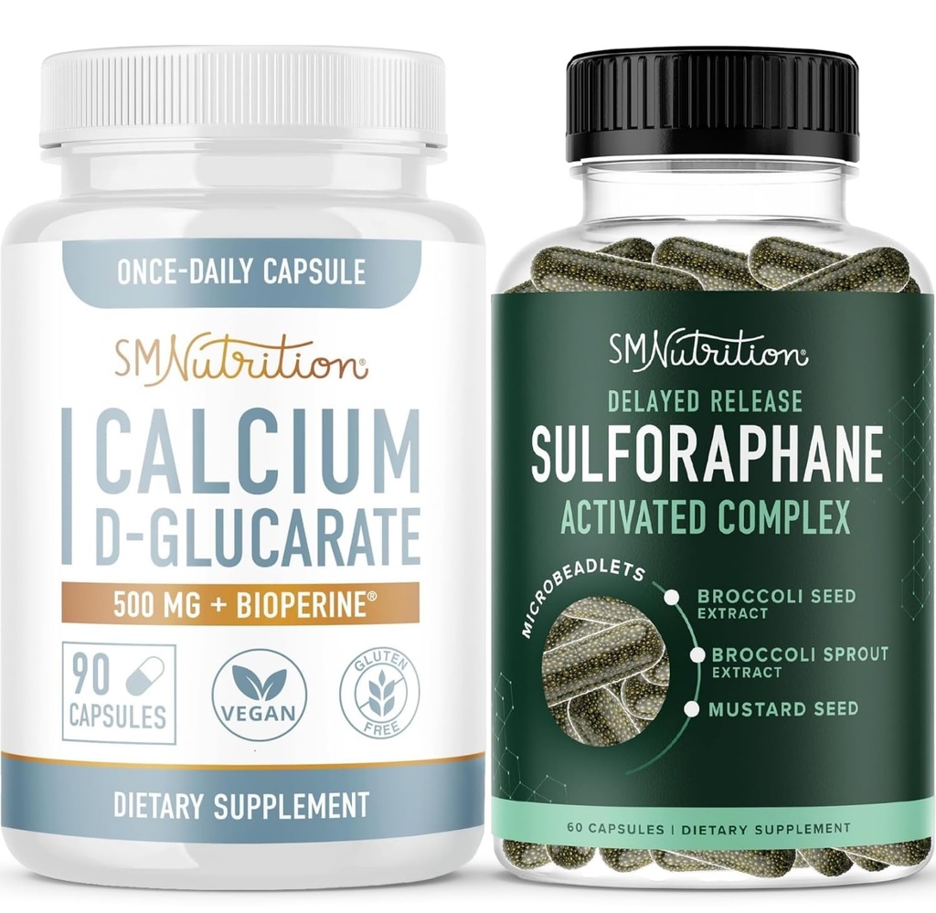 מתחם Sulforaphane עם Calcium D-Glucarate | הורמון Balancing Bundle עם תוסף הורמון Microbeadlet הורמון איזון (60 משרתים) ו Gluten Free Non-GMO CDG תוספת (90 משרתים)