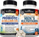 Advanced Daily Men's Multivitamin עם ויטמין C A B D3 E ו- Zinc (1 חודש אספקה) פלוס 65 מיליארד CFU Daily Probiotic תוסף (1 חודש אספקה)