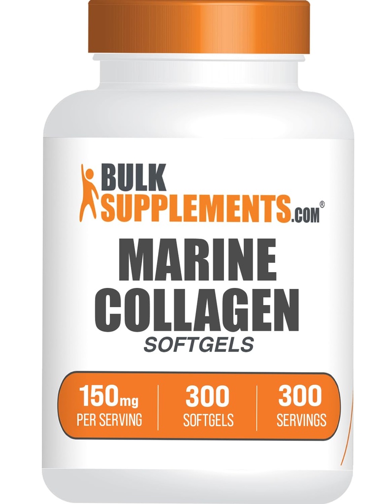 BulkSupplements.com Collagen Softgels - Collagen Peptides קפסולות - גלולות קולגן לנשים - Collagen Peptides Pills - Marine Collagen - Collagen תוספים (300 Count - 300 משרתות)