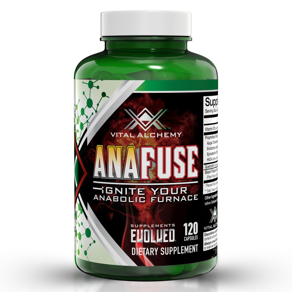 Vital Alchemy Anafuse Turkesterone תוסף עבור גברים, Epicatechin, Quercetin, Black Pepper ועוד - הגדלת Stamina, Lean שריר צמיחה & Recovery - ארה"ב Made & Non-GMO - 120 קפסולות טבעוניות
