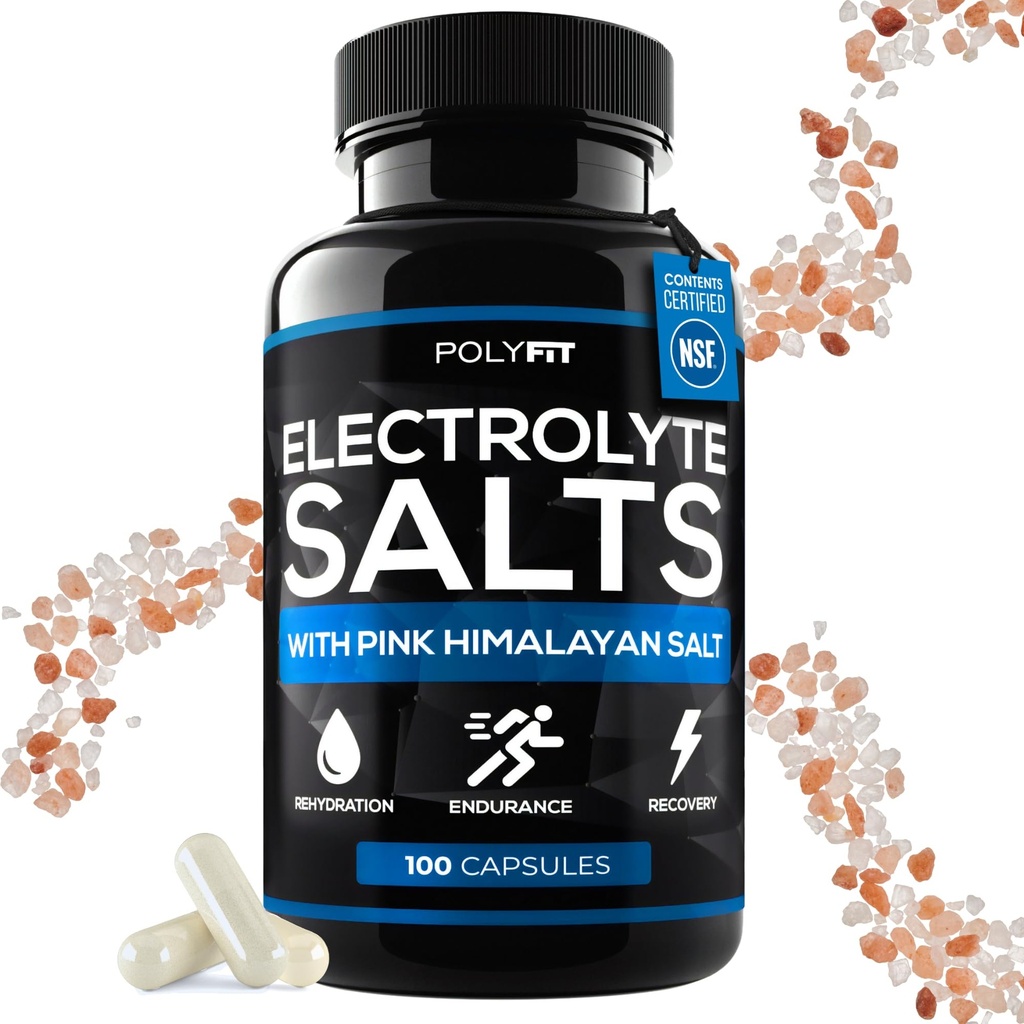 Polyfit Electrolyte Salts - 100 פלפלים - טבליות מלח החלפת אלקטרוליטים עבור רציפים - תוספת של הידרה מהירה, התאוששות, וסוף