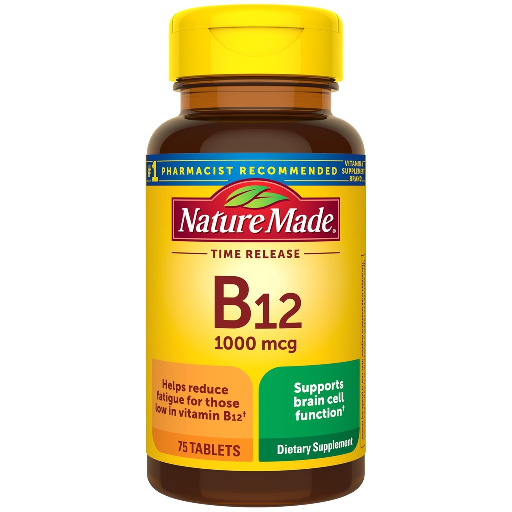 הטבע עשה ויטמין B12 1000 mcg, תוספת תזונתית עבור אנרגיה metabolism תמיכה, 75 זמן לשחרר טבליות, 75 יום אספקה