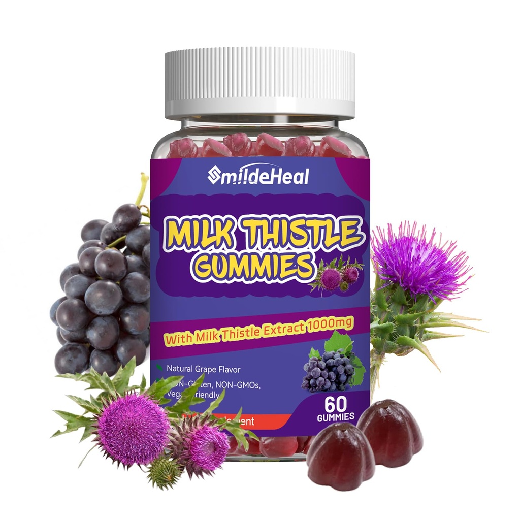 חלב זוטל מסטיקמי, Milk Thistle לחלץ 1000 מ"ג, Liver Detox, Antioxidant Support, non-GMOs, Non-Gluten, Vegan, Milk Thistle Supplement, Count 60