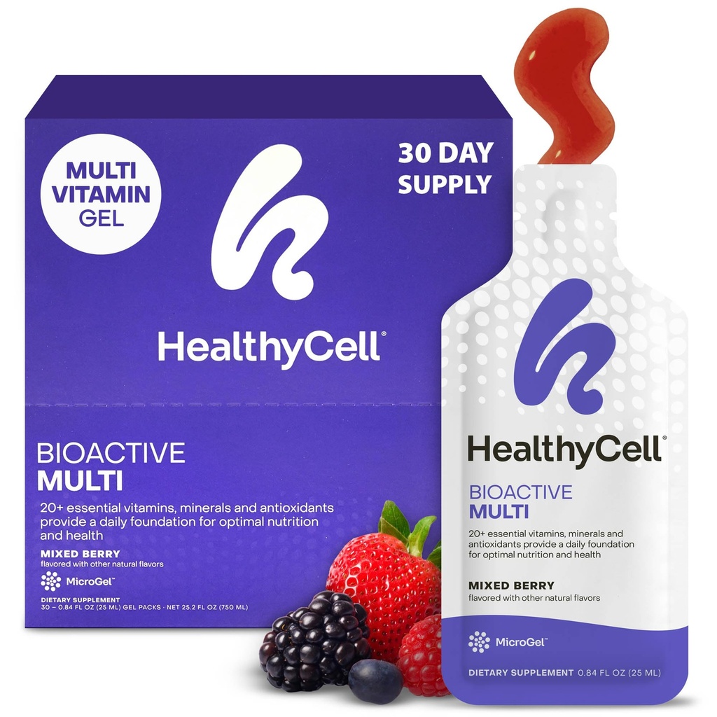 בריאל ביואקטיבי יומי נוזלי Multivitamin עבור גברים ונשים - 20 + ויטמינים חיוניים, מינרלים ואנטיoxidants for Brain, Heart, Immunity, Energy, Skin & Hair Support - 30 Gel Packs