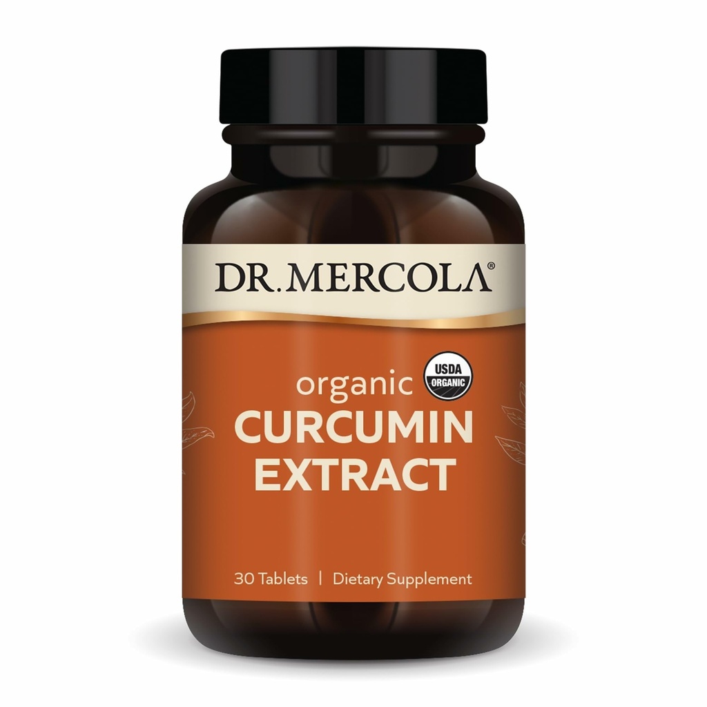 Dr. Mercola Organic Curcumin Extract, 30 שרתים (30 טבליות), תוספי תזונה, non-GMO, מוסמך USDA אורגני