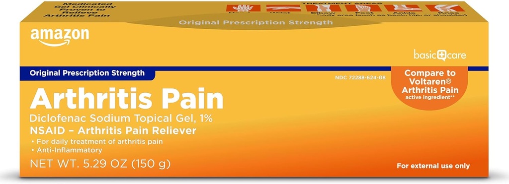 כאבי דלקת פרקים כאב Relieving Gel, Diclofenac Sodium Topical Gel, 1% (NSAID), 5.29 Oz (150 גרמים) (Packaging עשוי להשתנות)