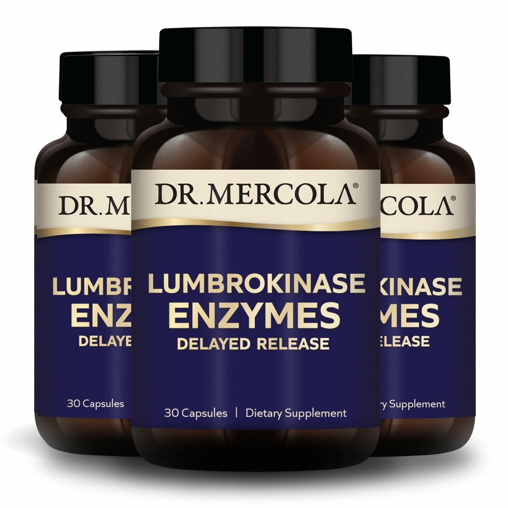 Dr. Mercola Lumbrokinase Enzymes - נדחה פורמולה - תוספת תזונתית עבור Cardiovascular & אנרגיה תמיכה - non-GMO, Gluten-Free & Soy-Free - 30 קפסולות (30 משרתים), 3 Pack