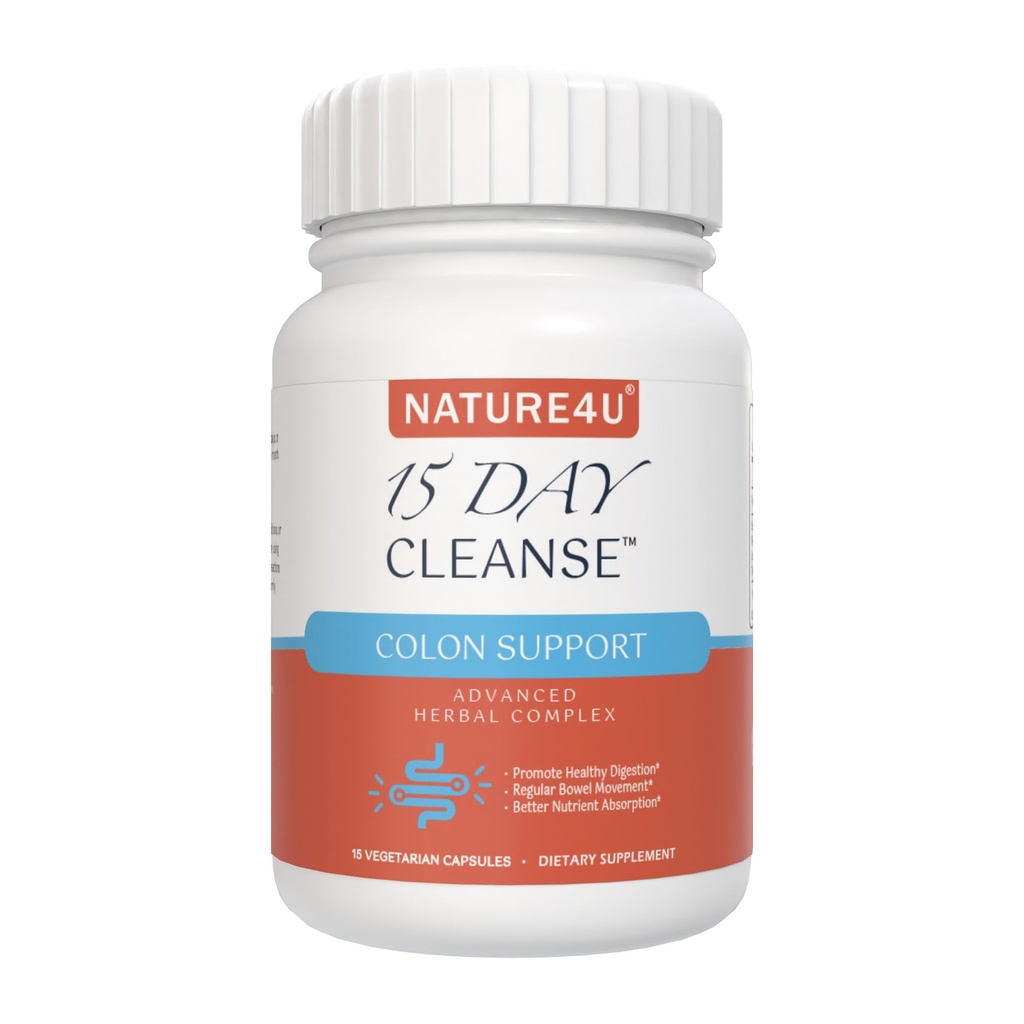 15 יום ניקוי התמיכה ב-Gentle Daily Colony Gutse Detox for Women & Men with Senna, Cascara Sagrada, Psyllium Husk and Probiotic, 15 קפסולות