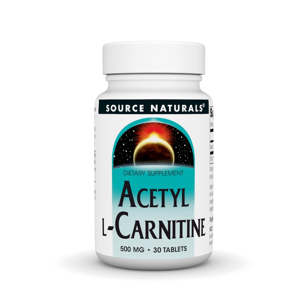מקור טבעי Acetyl L-Carnitine, 500 מ"ג, 30 טבליות