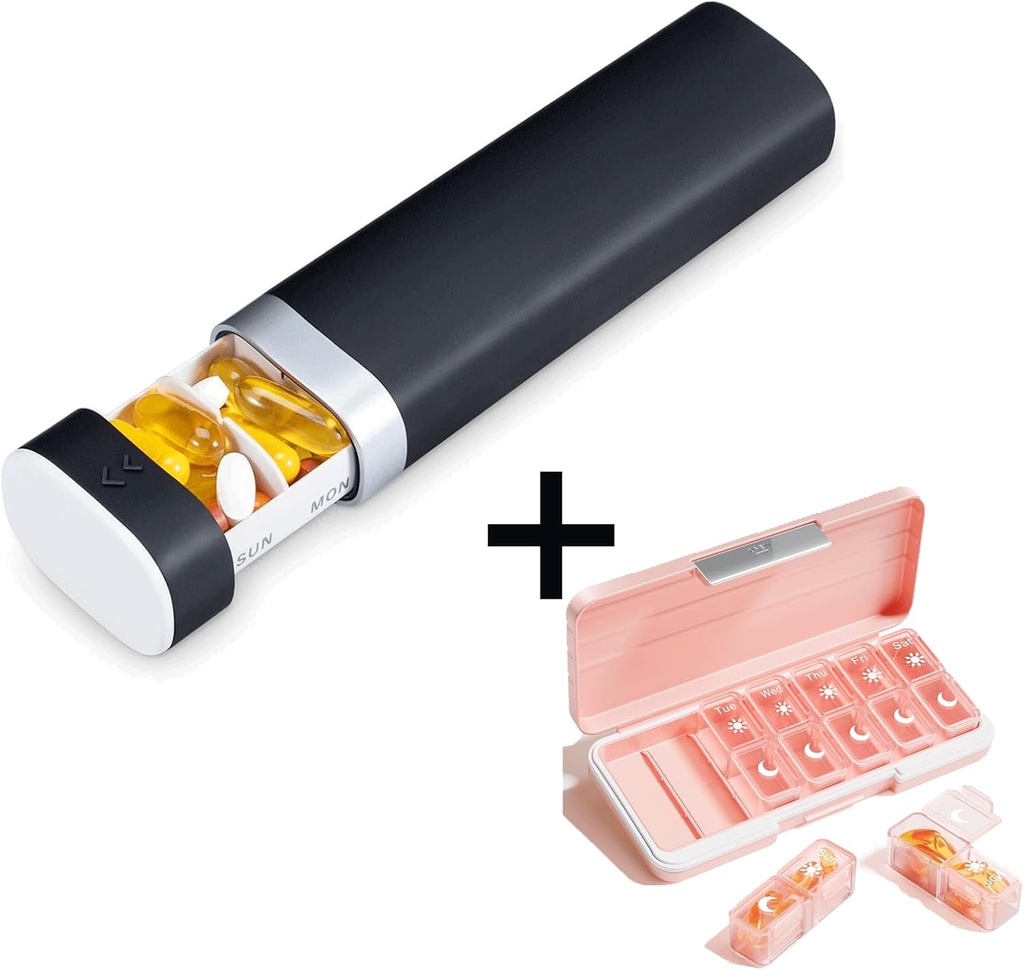 AMPM Pill מארגנת 2 פעמים ביום, 7 Day Pill Box Weekly Pill Organer Travel with Container, Portable Daily Medicine Planner Dispenser Case for ויטמין, שמן דגים, תוספים
