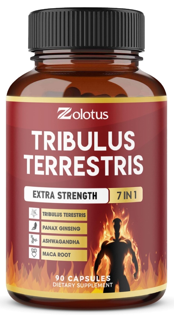 Tribulus Terrestris כמוסות עם Ashwagndha, Panax גינזנג, Saw Palmetto, Maca, Shilajit - 90 קפסולות - 3 חודשים אספקה