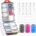 3 Pack 14 GRIDS Travel Pill Organer Box with Labels - Travel Medicine Case Kit - Pocket Daily Pharmacy Container - Travel Medicine Holder Dispenser for Fish Oil תוסף