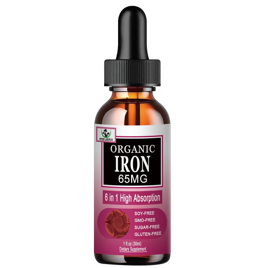 תוספת ברזל לנשים עם ויטמין C,6-in-1 נוזל תוסף W/Vitamin B12,Vitamin B6, טיפות ברזל נוזליות ל- Red Blood Cells & Imm Support, Non-GMO, Gluten Freeten Freeten Freeten