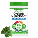 Orgain Organic Greens אבקת + 50 Superfoods, מקורי - 1 מיליארד פרוביוטיקה לבריאות העיכול, Antioxidants, טבעוני, צמחי מבוסס, Gluten-Free, non-GMO, ירוק Juice & Smoothie Drink - 0.62lb2lb.