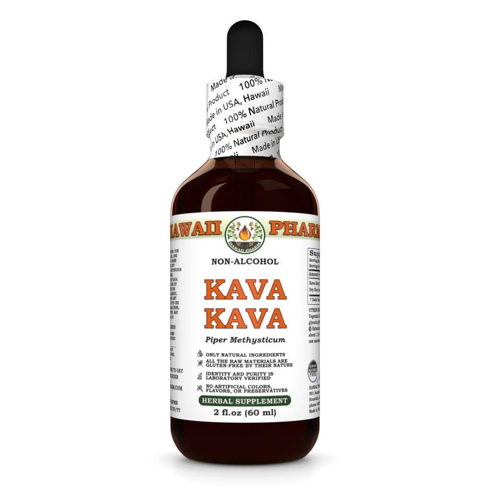 הוואי Pharm Kava אלכוהול חינם לחלץ, Kava Kava (Piper Methysticum) Dried Root Glycerite טבעי צמחי תוספת 2 oz