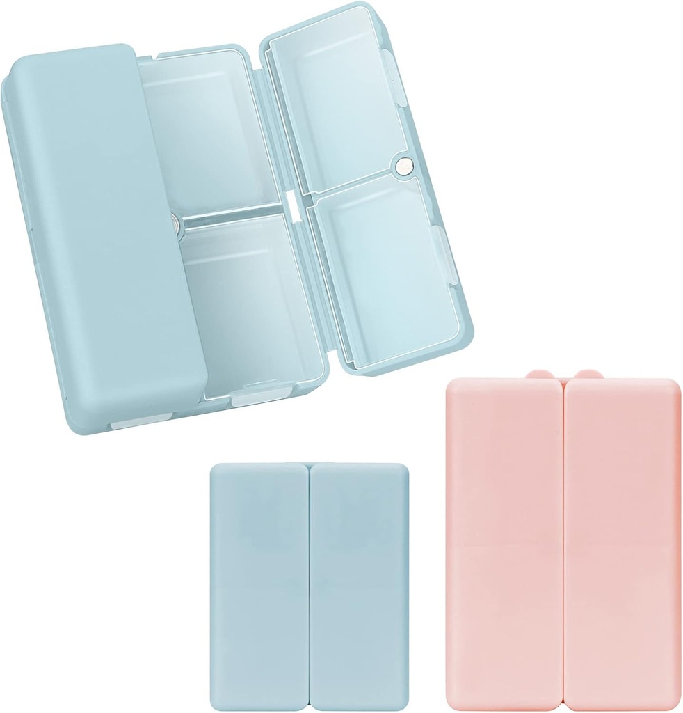 FY 2 Pcs Daily Pill מארגנת, 7 השוואתיות DASE Tablet Racinger, [Folding Design] Pill Box for Purse Pocket to Hold הויטמינים, Cod Liver Oil,Supplements ותרופה-Navy+Navy+ ורוד ורוד ורוד