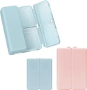 FY 2 Pcs Daily Pill מארגנת, 7 השוואתיות DASE Tablet Racinger, [Folding Design] Pill Box for Purse Pocket to Hold הויטמינים, Cod Liver Oil,Supplements ותרופה-Navy+Navy+ ורוד ורוד ורוד